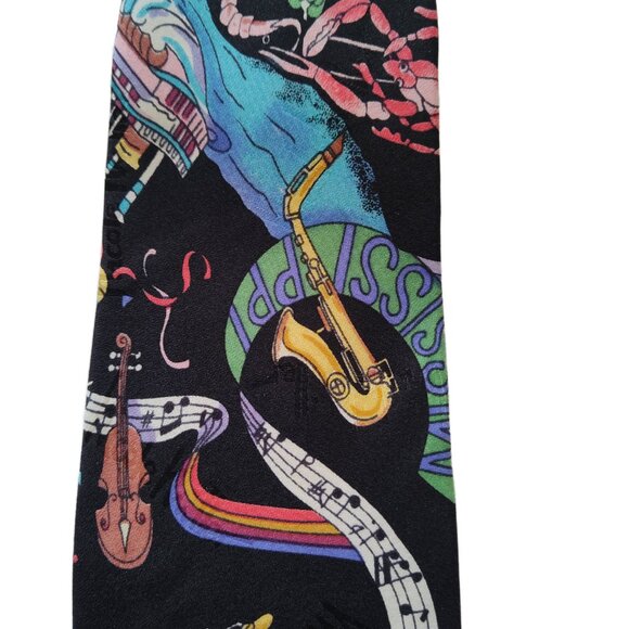 Vintage 1990s Nicole Miller New Orleans Themed 100% Silk Tie Novelty Print - Picture 5 of 6